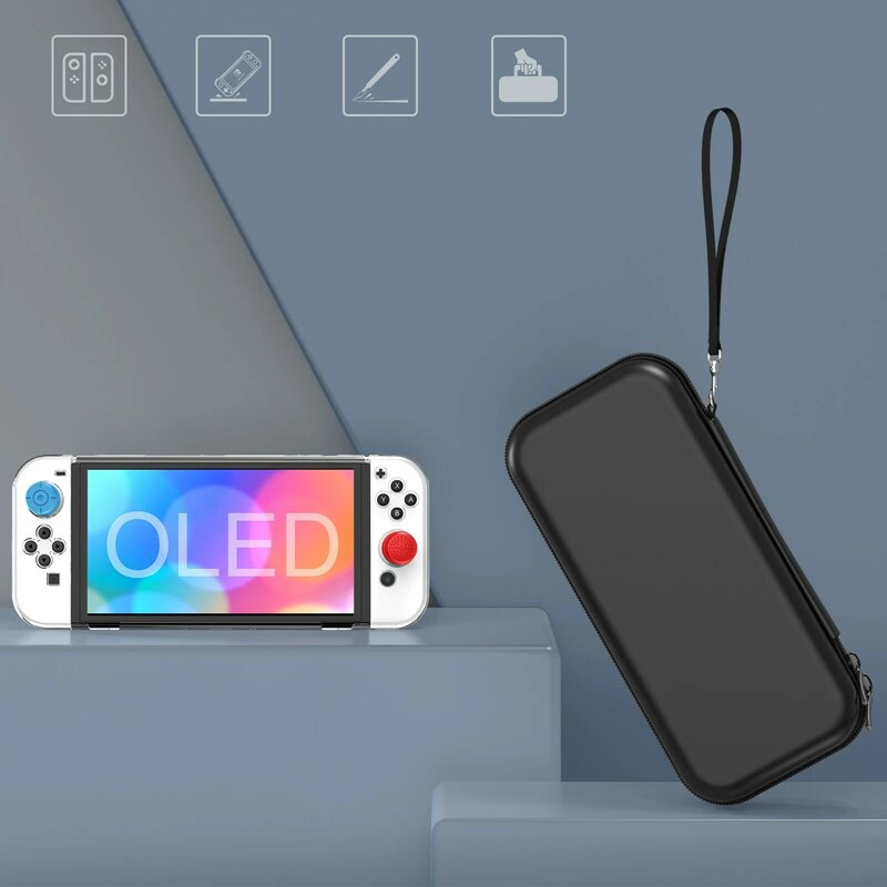 Чехол для переноски модели OLED 9 в 1, набор аксессуаров для 2022 модели Nintendo Switch OLED с защитным чехлом