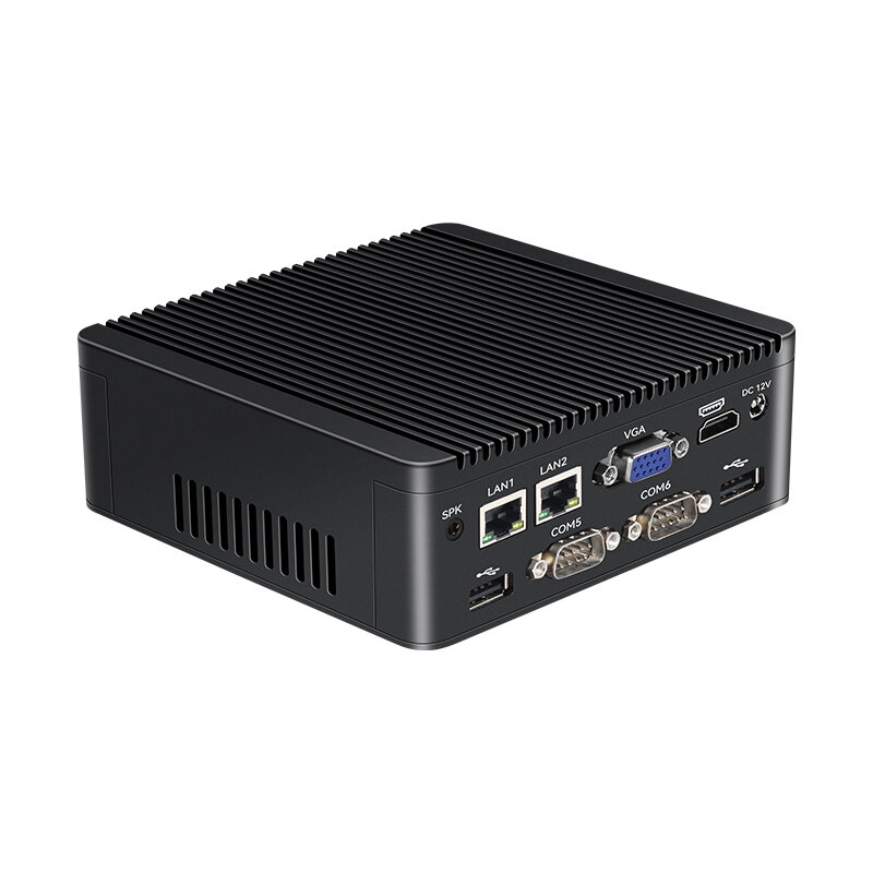 Mini PC Intel Celeron J4125, 2x LAN 6 com HDMI VGA, Fanless, ordinateur industriel rs-232, compatible PCle WiFi 4G LTE, Windows 10/11 Linux