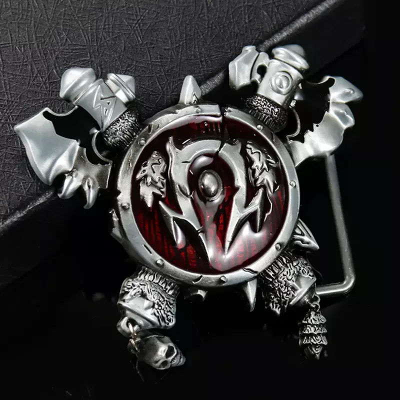 Fivela de cinto de metal tribal masculino, faixa de couro artesanal, decoração jeans legal, retro, jogo de besta demoníaca, escudo de guerra