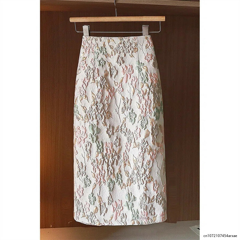 Femme Skirt Women Spring Autumn 2023 New Fashion Package Hip Skirt Slim Medium-length Skirt High Waist Faldas Aesthetic