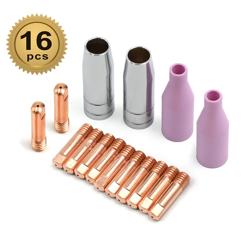 16pcs MIG Conductive Nozzles Copper Tips 0.030" For Welder MIG200 MIG250 MIG185 MT2000 For Binzel MB15 Torch Consumables