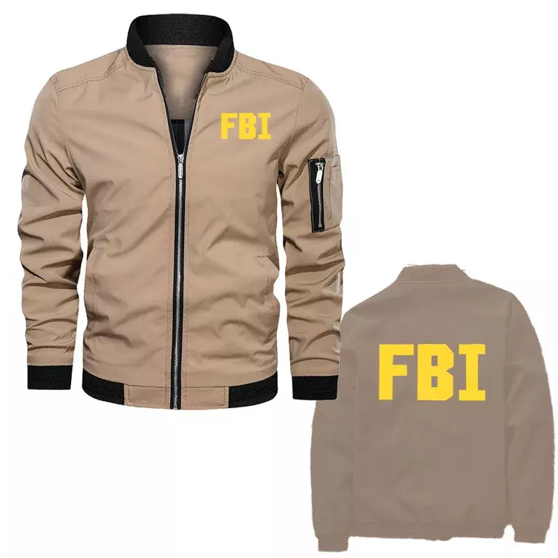 FBI-Jaqueta de bombardeiro tática masculina com zip, jaqueta policial, casaco hip-hop, extragrande, militar, primavera, outono