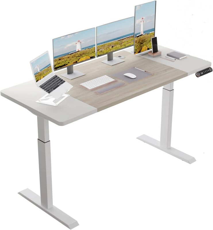 Height Adjustable Electric Standing Desk, 63x30 Height Stand Up Computer Desk,Sit and Stand Home Office Desk with Splice