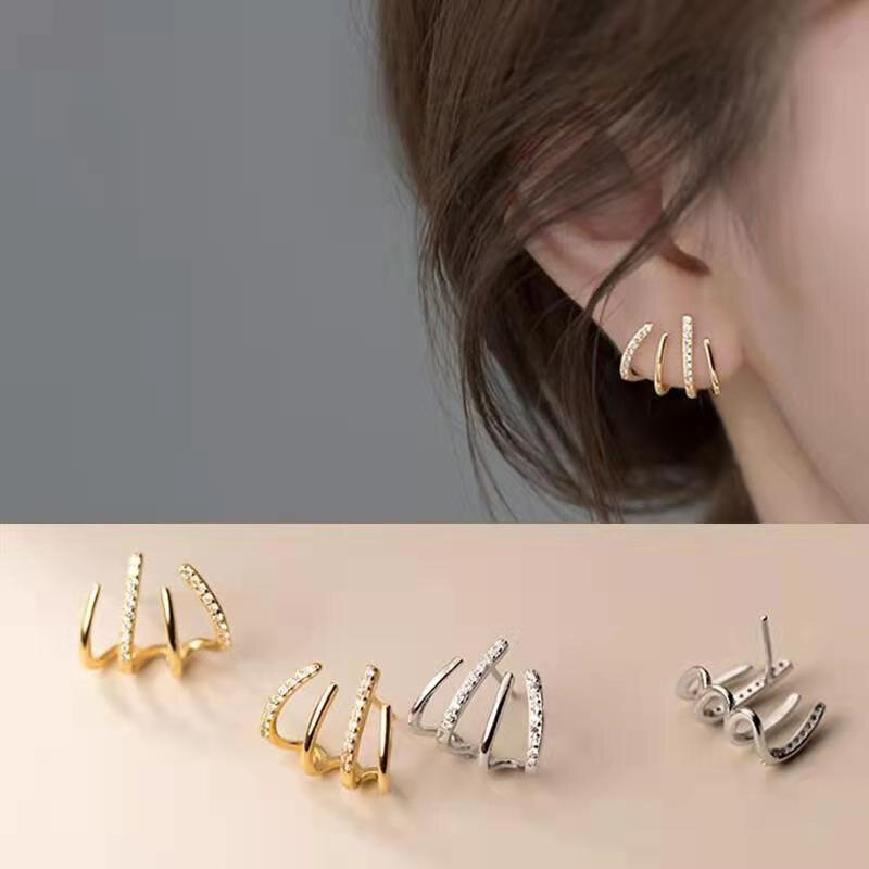 Pendientes de moda versión coreana para mujer, joyería de temperamento Simple, diamantes de imitación, mariposa, flor, perla, oreja, uñas, 1 par