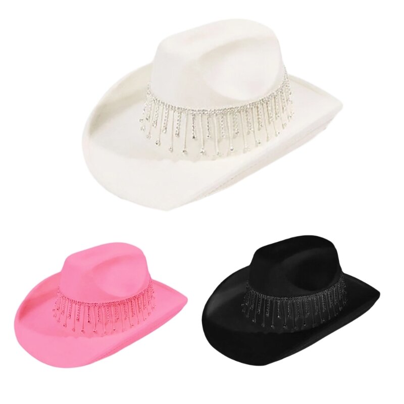 MXMB Женская Девичья шляпа с бахромой, ковбойская шляпа с бахромой, шляпа Cowgirl, Свадебные шляпы