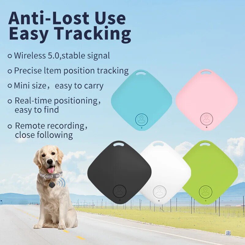 Minirastreador inteligente para perros y mascotas, rastreador GPS con Bluetooth 4,0, etiqueta de alarma antipérdida, localizador inalámbrico para bolso de niño, buscador de llaves y billetera
