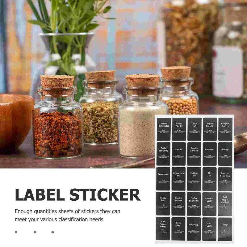 6 Sheets Printed Nail Sticker for Spice Jar Label Nail Sticker Spice Bottle Label Nail Sticker
