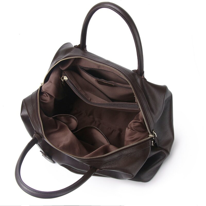 Tas Travel Duffle kulit asli tas bahu tunggal tas Tote akhir pekan besar tas Messenger