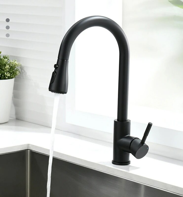 Kitchen Faucet Brushed Nickel Color Surface Hot and Cold Water Faucet Kitchen Sink Faucet Pull-out Kitchen Faucet Single Hole