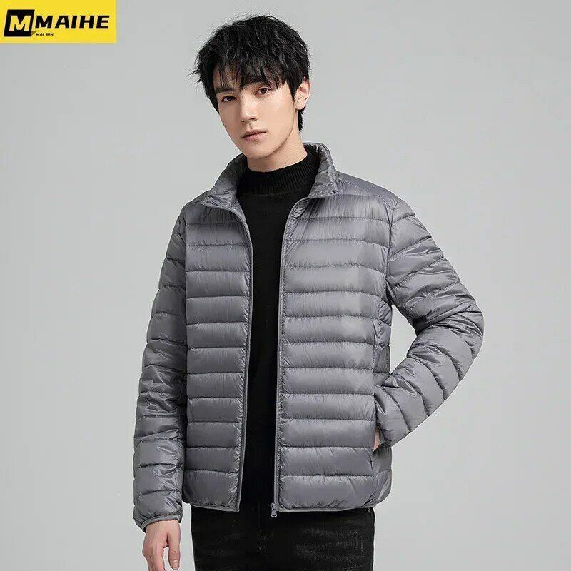 2023 Winter Short Down Jacket Men's Fashion Stand Collar Cold Resistant White Duck Down Warm Coat Couples Light Ski Down Jacket