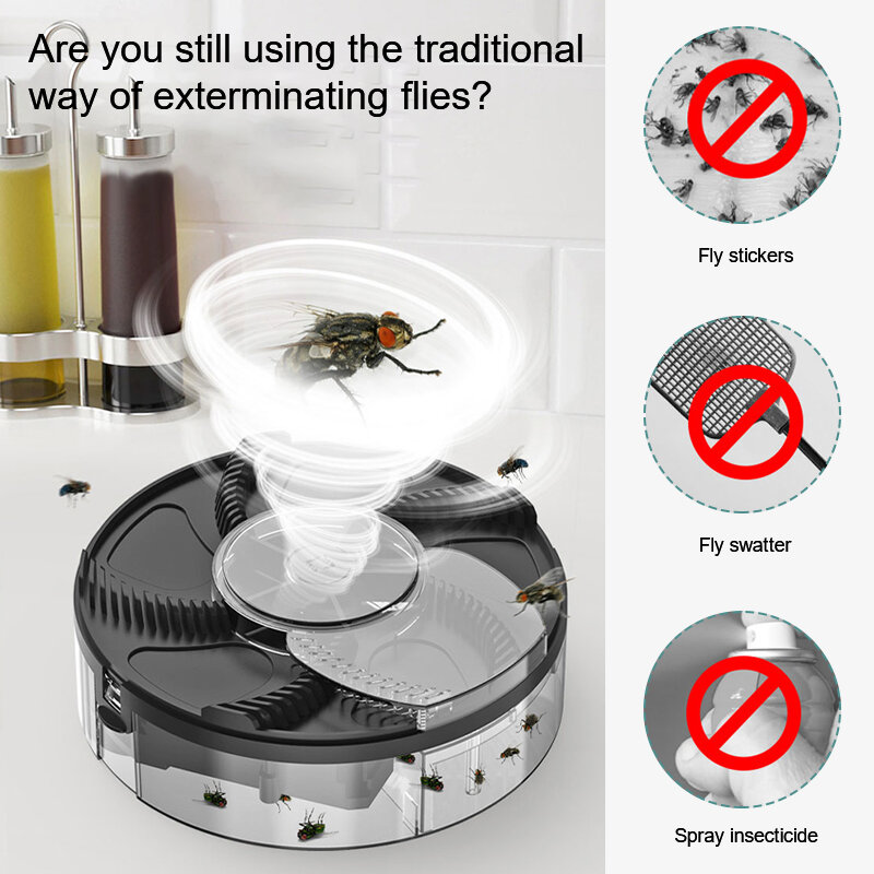 USB Automatic Fly Trap Safety Insect Pest Catcher Electric Killer Pest Reject Flycatcher Kitchen Home Garden Indoor Outdoor