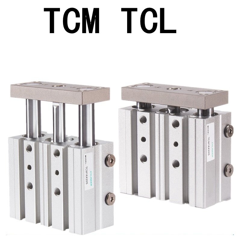 Cilindro neumático de tres ejes TCM/TCL con Varilla de guía TCL20X20S TCL20X25S TCL20X30S TCL20X40S TCL20X50S TCL20X75S TCL20X100S 125S