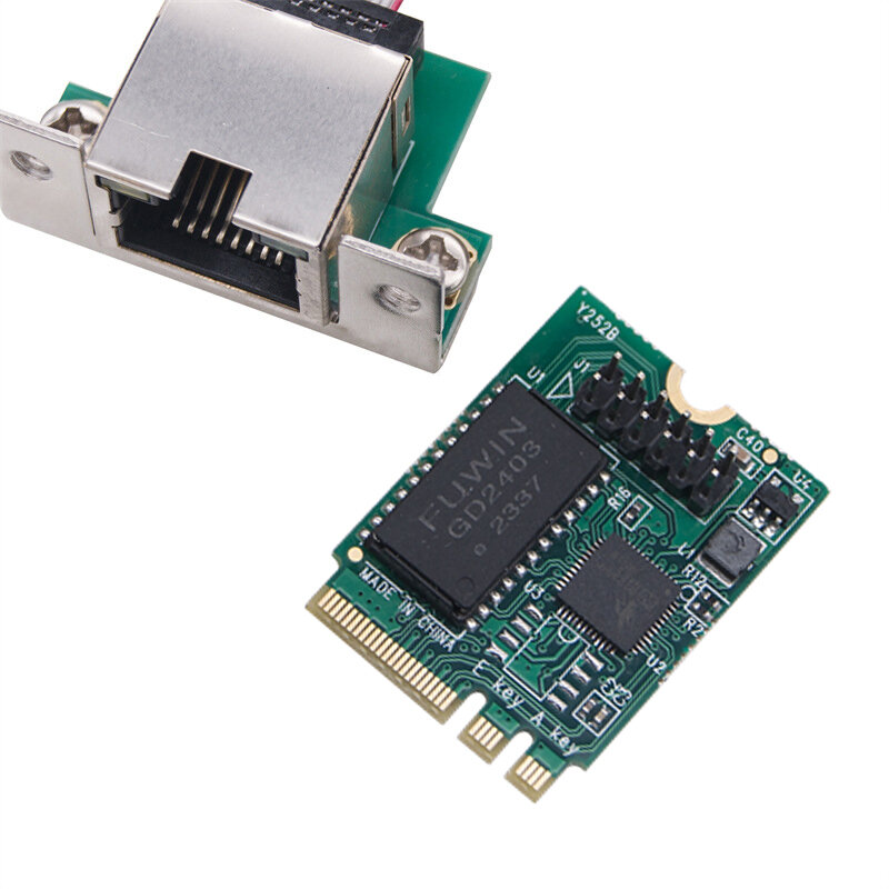 M.2 A+E KEY 2.5Gb Ethernet LAN Card M2 A/E to RJ45 COM Port Network Adapter RTL8125BG Chip 2.5G/1G/100Mbps Gigabit Network Cards