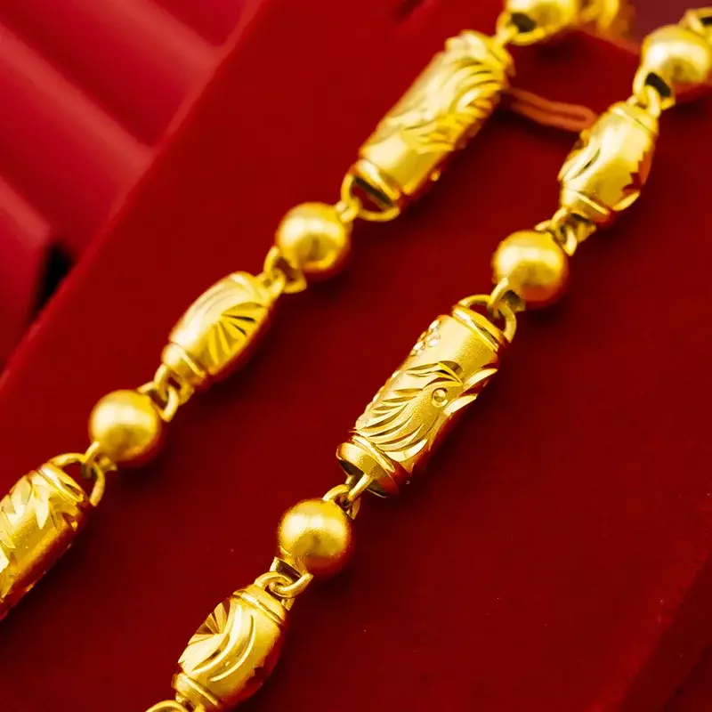 UMQ collana da uomo placcata in oro massiccio 24 carati con collana da uomo in bambù con torsione collana a catena in oro regali di gioielli di fidanzamento di nozze