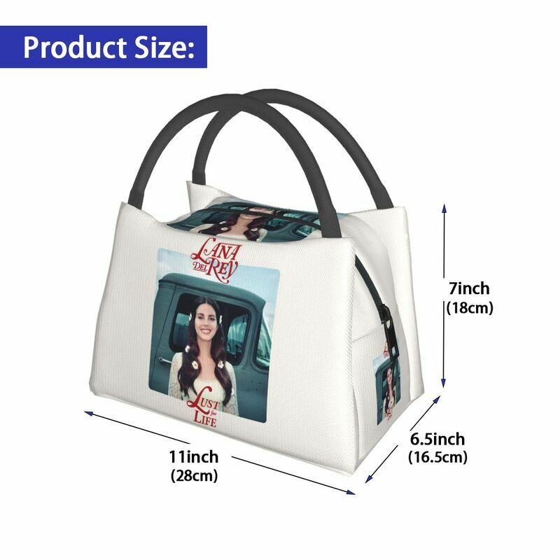 Lana del rey logotipo impresso saco de almoço isolado térmico feminino recipiente de almoço portátil para viagem acampamento ao ar livre refeição alimentos caixa