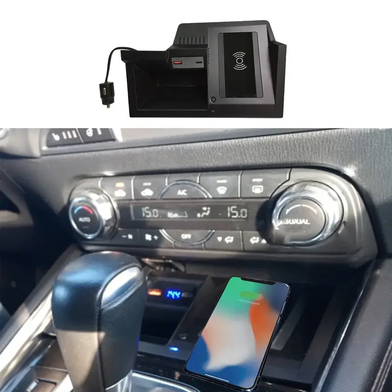 Almofada de carregamento rápido sem fio do carro, 15W carregador para Mazda CX-5 CX5 2017-2021, suporte do telefone móvel, ajuste de acessórios do carro, console central