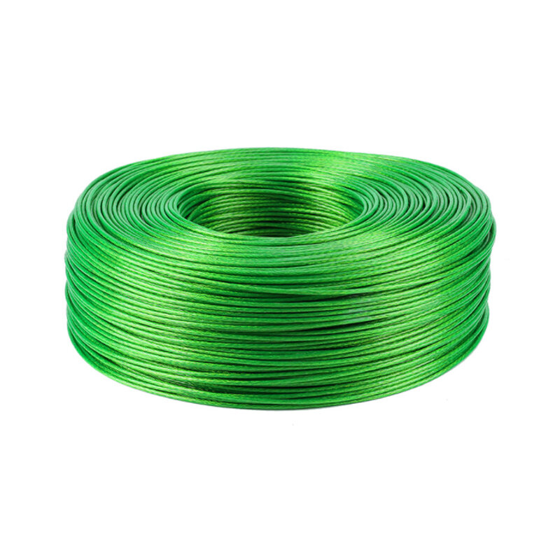 PVC revestido fio de aço para plantio, corda flexível, cabo verde, Grape Rack Shed, estufa, 100 m, 2mm, 2.5mm