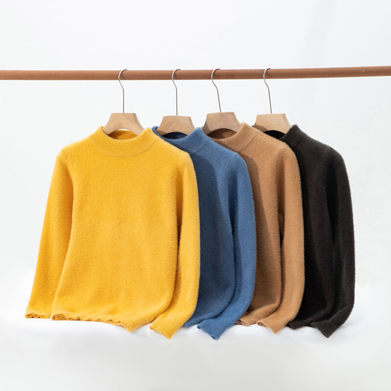 Jersey de Color liso para hombre, prendas de punto ajustadas, parte inferior versátil, Top grueso, otoño e invierno, 2023