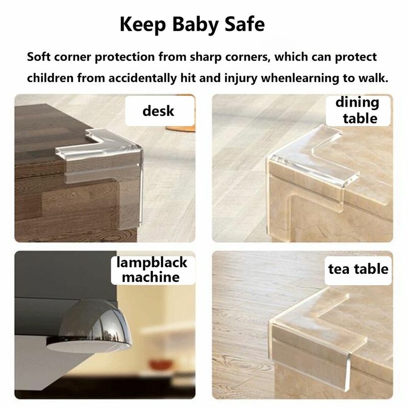 Protecteur de coin de table et bureau en silicone pour bébé, bande anti-collision de protection des bords, 4 pièces