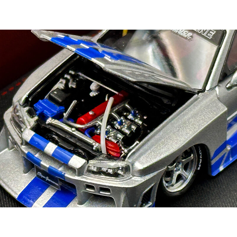 SW In Stock 1:64 F&F Skyline GTR ER34 Silhouette Opened Hood Diecast Diorama Car Model Collection Miniature Street Weapon
