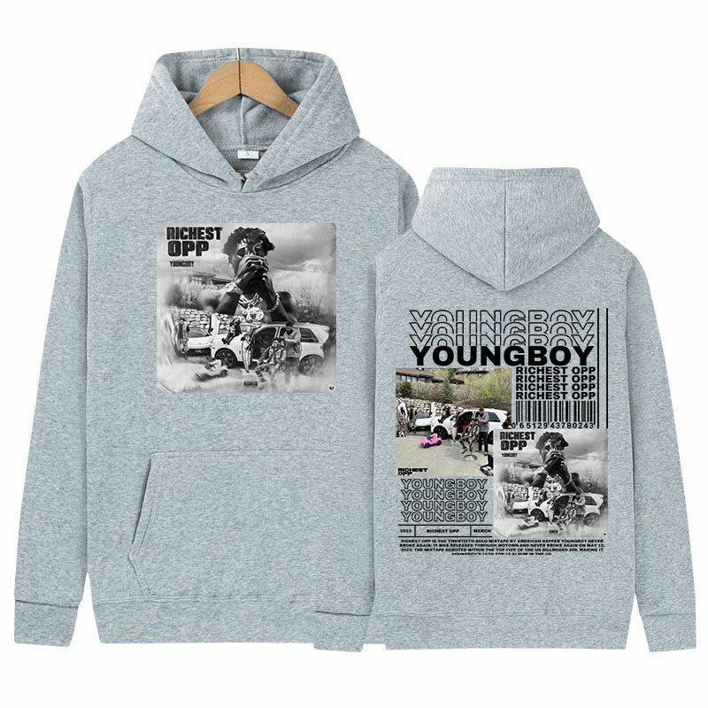 Rapper Youngboy 2023 Muziekalbum Grafische Hoodie Heren Hiphop Trend Retro Pullover Sweatshirt Unisex Punk Gothic Kleding Met Capuchon
