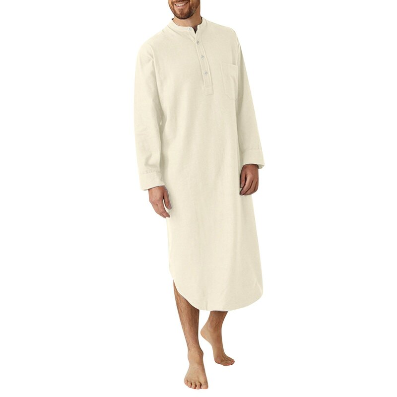 Uomini musulmani Jubba Thobe abbigliamento islamico Ramadan Mens Abaya dress abito lungo Saudi Wear Musulman caftano Jubah Dubai Arab Dressing