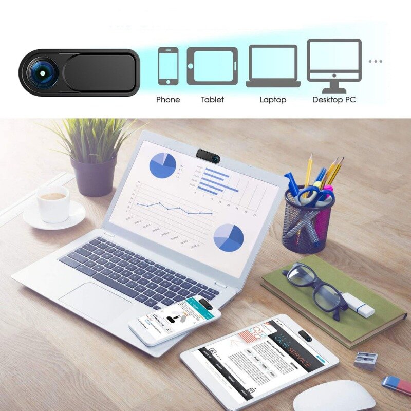 Copertura della Webcam otturatore magnete Slider copertura della fotocamera in plastica per iPad Tablet Web Laptop Pc fotocamera obiettivi del telefono cellulare adesivo Privacy
