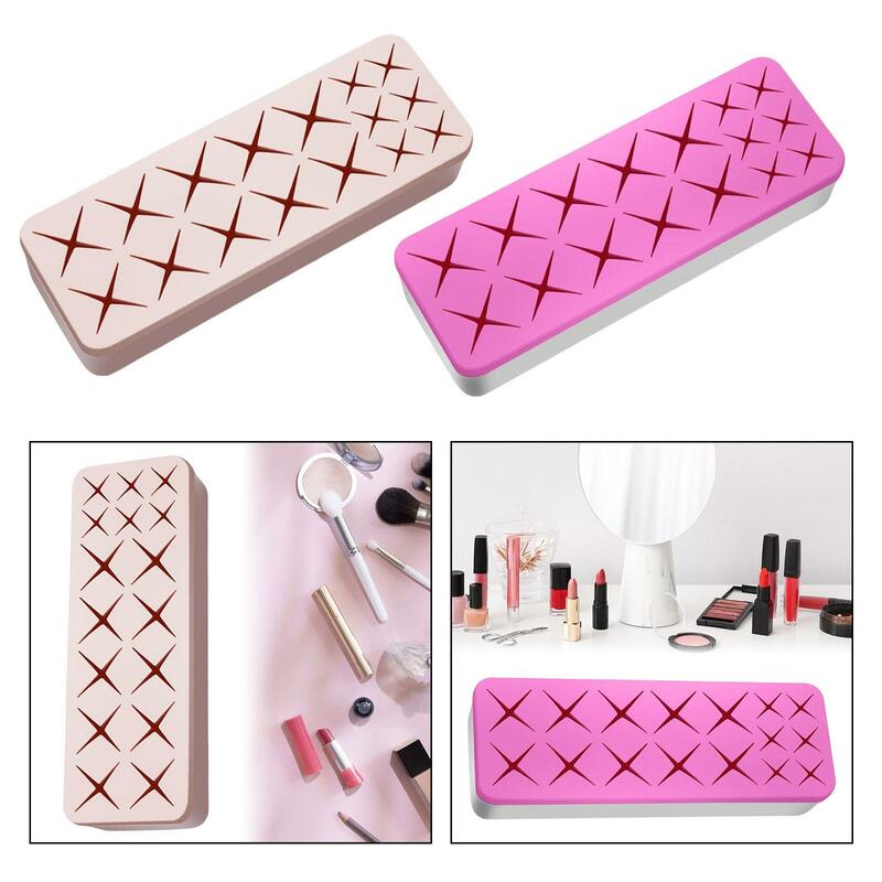 Lipstick Holder Cosmetics Storage Display Case Rectangle Silicone Make up Brush Holder for Drawer Bathroom Vanity Women