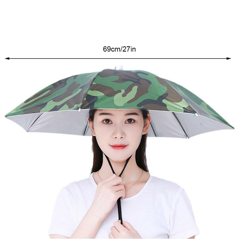 Topi payung Anti hujan, topi payung portabel luar ruangan, topi matahari dapat dilipat untuk memancing, bersepeda, Hiking, berkemah