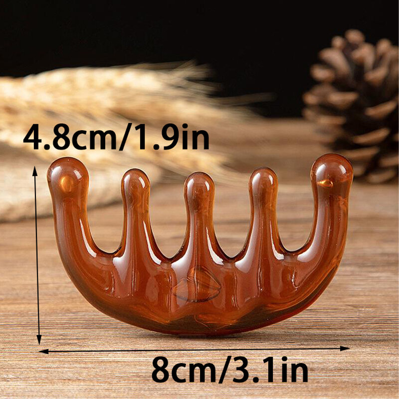 Resin Meridian Massage Comb Sandalwood Five Wide Tooth Comb Acupuncture Therapy Blood Circulation Anti-Static Smooth Hair