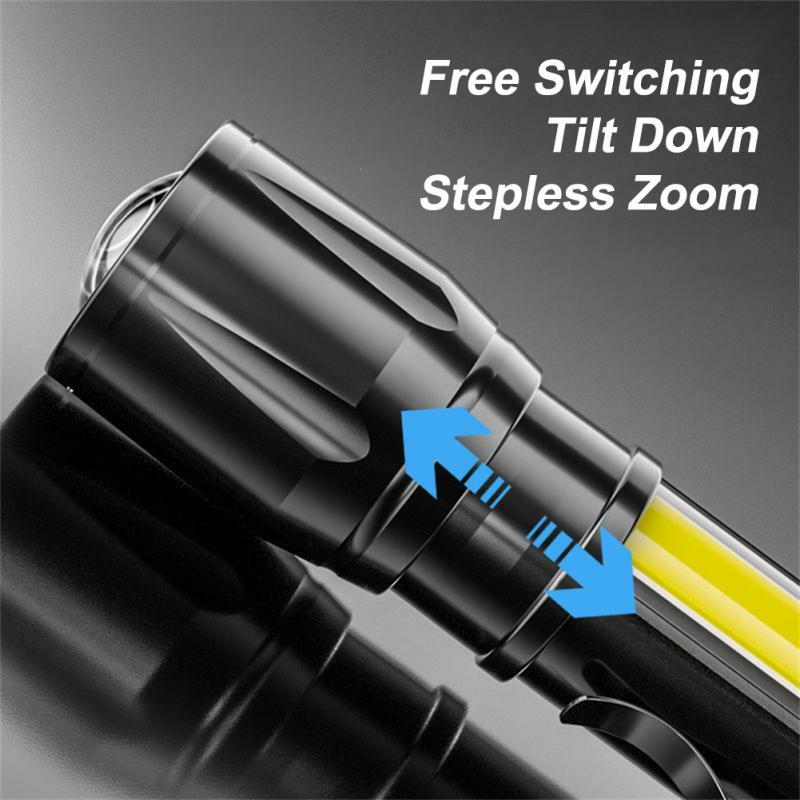 핫 미니 LED 손전등 줌 포커스 USB 충전 LED 라이트, 새로운 방수 조절식 펜라이트 2023 램프 랜턴, 1 ~ 7 개