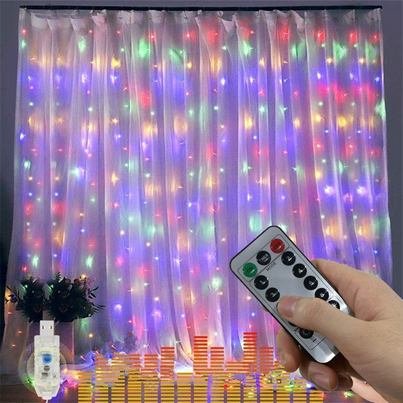 6x3M zasłona girlanda girlanda żarówkowa LED światła dekoracja bożonarodzeniowa 8 trybów zdalnego sterowania świąteczna wróżka ślubna oświetlenie do sypialni domu