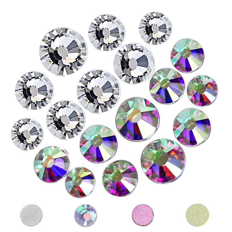 ¡Promoción! Diamantes de imitación transparentes AB sin fijación en caliente ss16 ss20, cristales de espalda plana, piedras de vidrio, brillos para ropa de uñas 3d, boda
