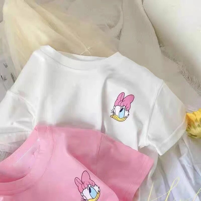 Disney bebê meninas roupas 2022 verão meninas de manga curta t-shirts dos desenhos animados mickey mouse minnie algodão impressão do bebê roupas da menina superior