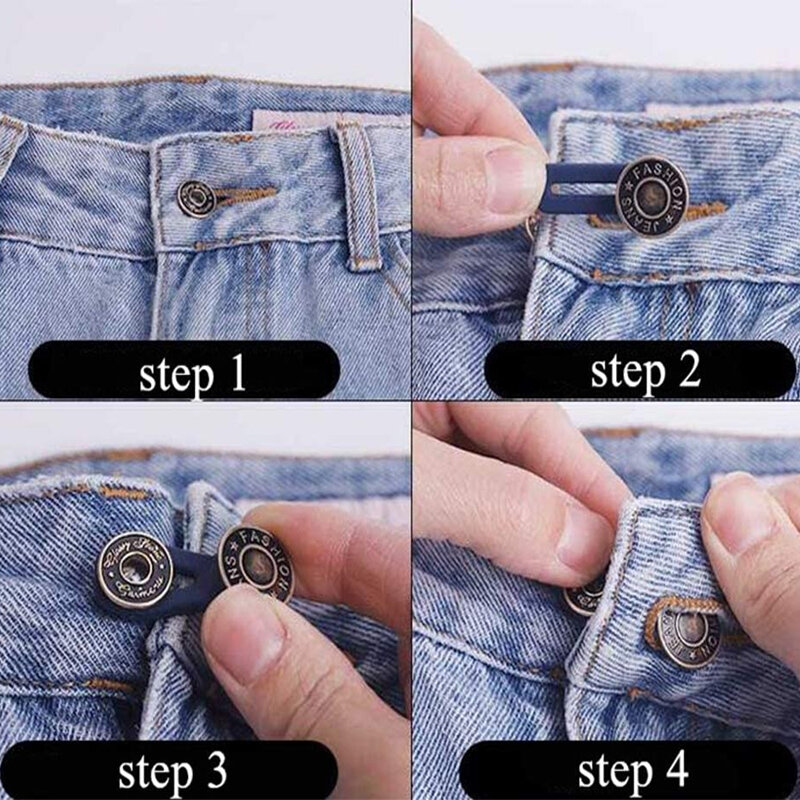 1/5/10 pçs metal fivela extensor para calças jeans costura livre ajustável retrátil cintura botão extensores cintura expansor