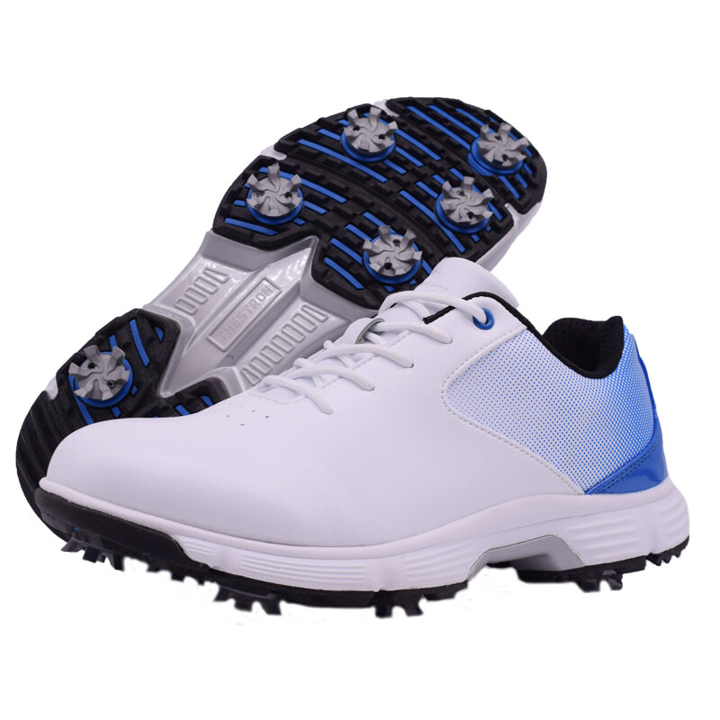 Chaussures de golf professionnelles à pointes imperméables pour hommes, baskets de golf, noir, blanc, grande taille