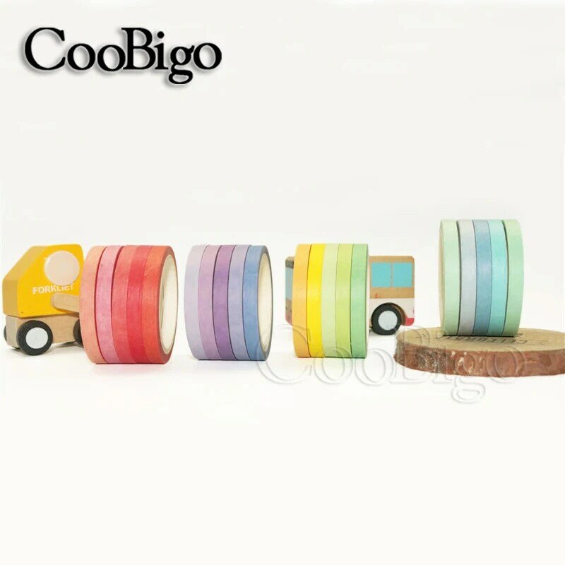 20Rolls Washi Tape Rainbow Adhesive Tape Solid Colors Decorative Masking Tape for Notebook Diary Album Journals DIY 3mm