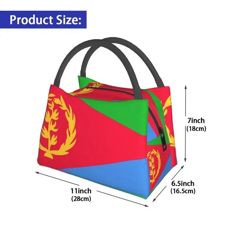 Eritrea 국기 휴대용 도시락 상자, 여성용 다기능 쿨러, 보온 식품 절연 도시락 가방, 여행 작업 피크닉 용기