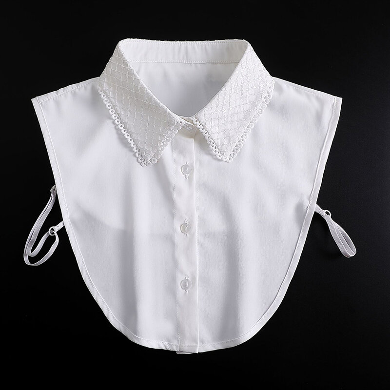Formal gola falsa feminina bordado falso col meia camisa blusa coleiras falsas camisola acessórios coleiras destacáveis