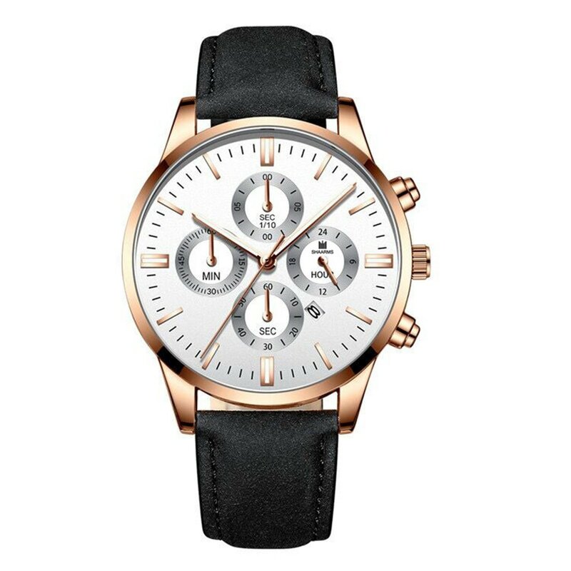 Reloj Hombre Lujo Alta Gama Fashionable Artificial Leather Strap Stainless Steel Quartz Automatic Watch Stylish Timekeeper