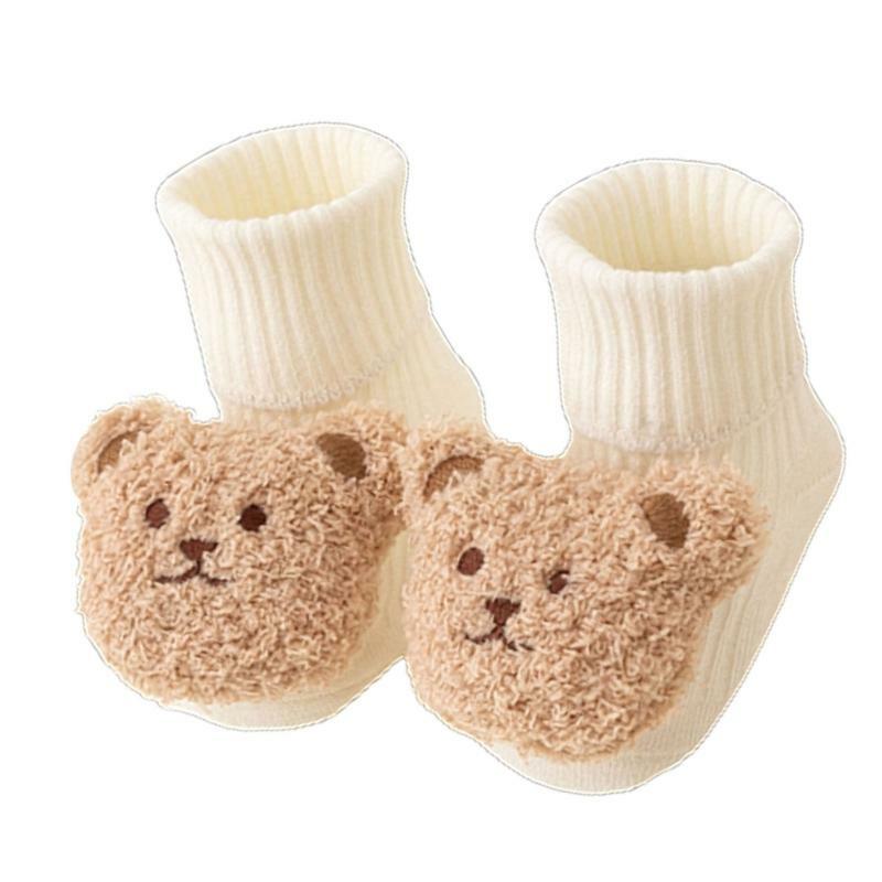 1 пара нескользящих носков для детей 0–12 месяцев, милые нескользящие хлопковые носки с прочными ручками