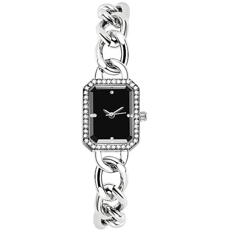 Relógio minimalista pequeno da fragrância para mulheres, bracelete quadrado retro, ultra fino, requintado