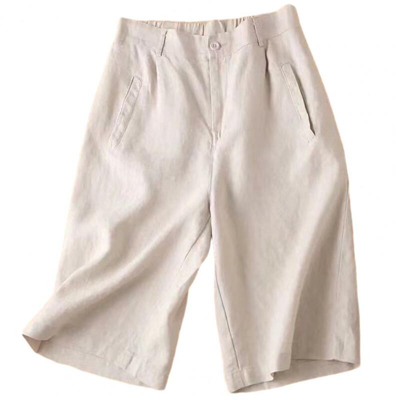 Celana pendek setelan klasik, setelan klasik, celana pendek, setelan kasual longgar, nyaman, panjang selutut, celana pendek