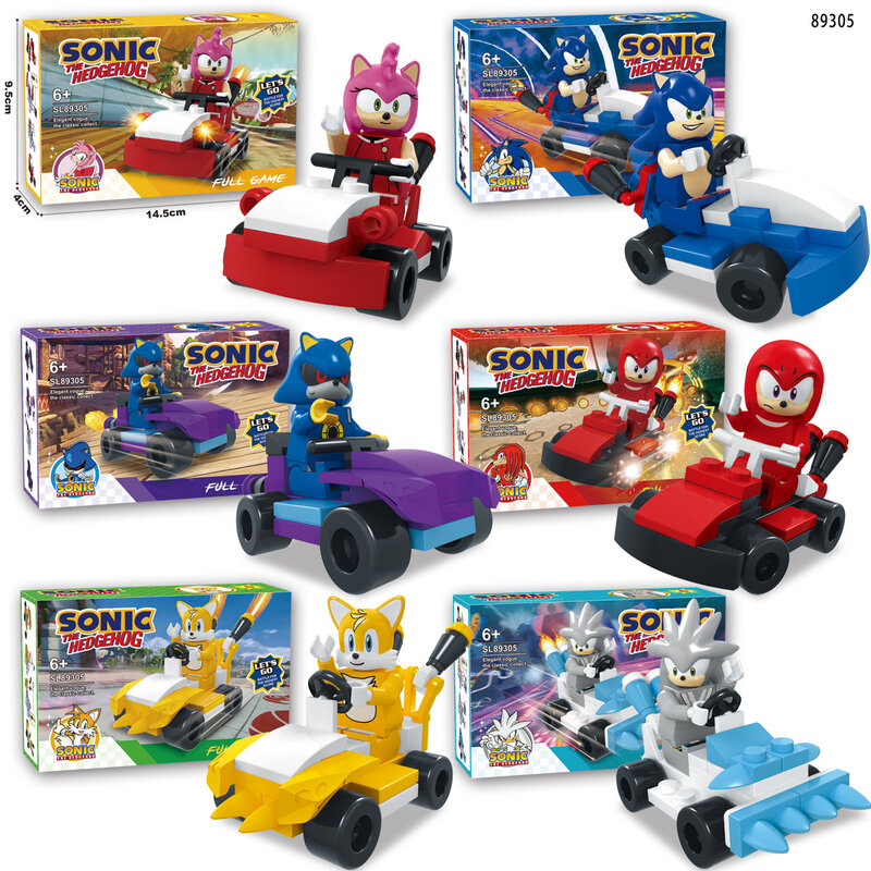 Sonic The Hedgehog Cycle Racing Building Blocks Model Set Small Particles Anime Cartoon Assemble Bricks Educational Games Toys