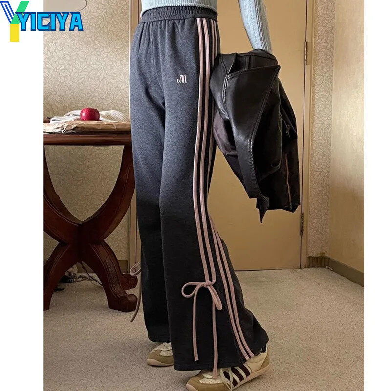 YICIYA-بنطال نسائي فضفاض بطول كامل ، عقدة فيونكة ، بنطال مضيء ، شريط ، ملابس شارع عالية ، بنطلون غير رسمي ، جديد ، طراز Y2K ،