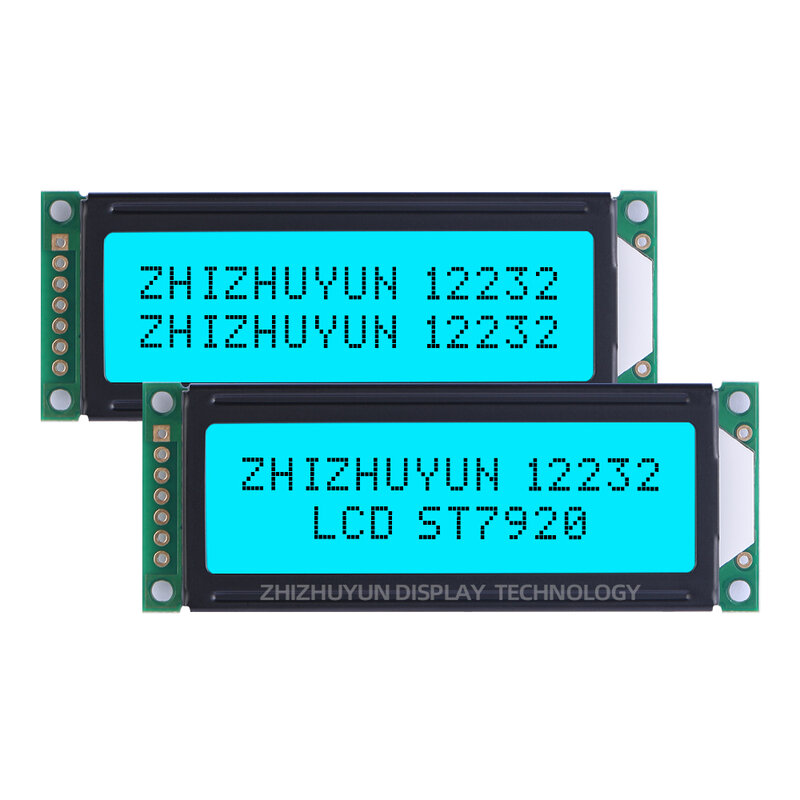 Écran d'affichage LCD bleu série avec rétroéclairage, technologie d'affichage LCM, interface éventuelles I 7 broches, 12232C-1