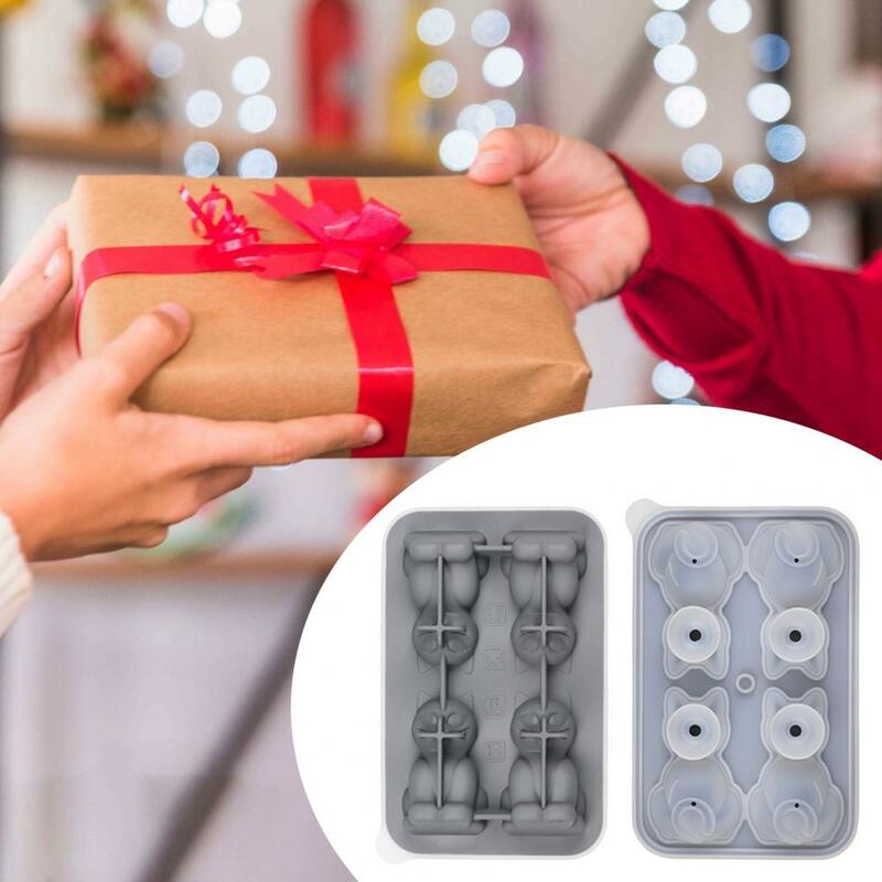 Slow-melting Ice Cubes Silicone Cat Shape Ice Cube Tray Set for Whiskey Cocktails Reusable Eco-friendly Kitty Gifts for Bourbon