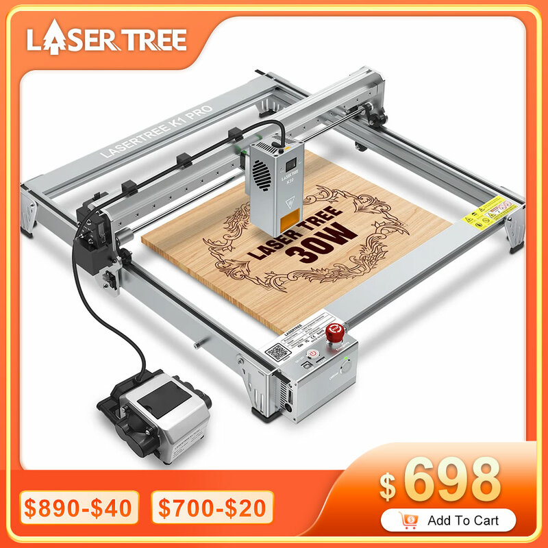 Laserowe drzewo LT-K1 PRO laserowa maszyna grawerująca obszar grawerowania 400*400mm z 30W głowica laserowa laserowymi narzędziami do obróbki drewna