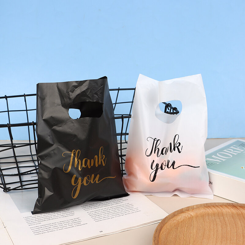 10Pcs Mini grazie sacchetti regalo di plastica sacchetti riutilizzabili per feste sacchetto regalo di plastica per il compleanno sacchetto regalo di natale del ringraziamento