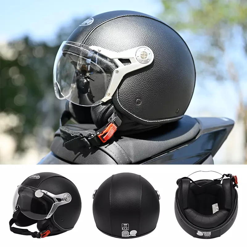 Capacetes de motocicleta Open Face para homens e mulheres, capacetes de motocicleta retrô, chopper vintage, moto, scooter, DOT 3/4